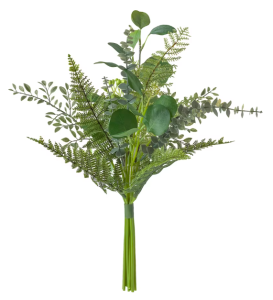 a bouquet of artificial greenery